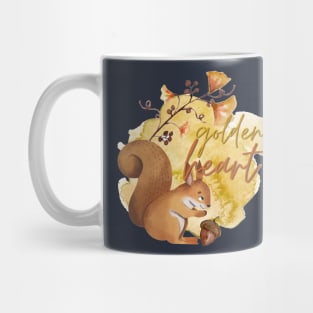 Golden Heart Watercolour Autumn Squirrel Mug